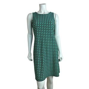Jude Connally Geo Print Beth Dress S Green Blue Sleeveless Jude Cloth Sheath